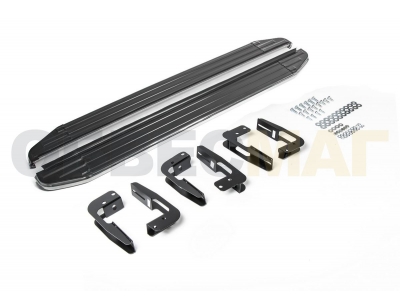 Пороги алюминиевые Rival Premium для Mitsubishi Pajero 4 2006-2021