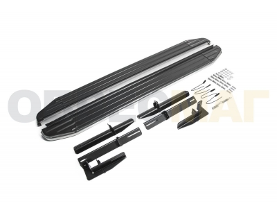 Пороги алюминиевые Rival Premium для Mitsubishi ASX/Outlander/Peugeot 4007/4008/Citroen C 2006-2021