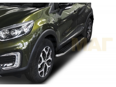 Пороги алюминиевые Rival Premium для Renault Kaptur 2016-2021