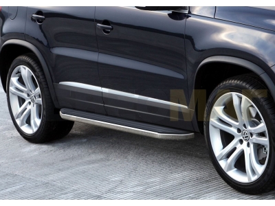 Пороги алюминиевые Rival Premium для Volkswagen Tiguan 2007-2016