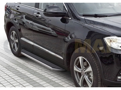 Пороги алюминиевые Rival Premium для Haval H6 2014-2020