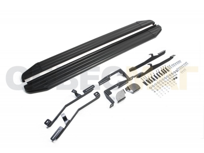 Пороги алюминиевые Rival Black для Hyundai Santa Fe/Santa Fe Premium 2012-2018