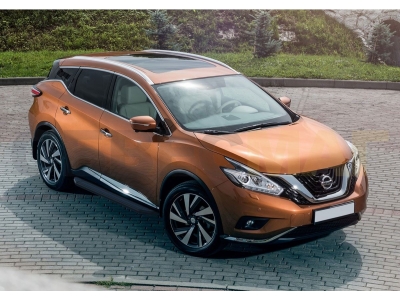 Пороги алюминиевые Rival Black для Nissan Murano 2016-2021