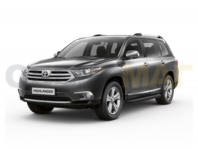 Пороги алюминиевые Rival Black для Toyota Highlander 2007-2014