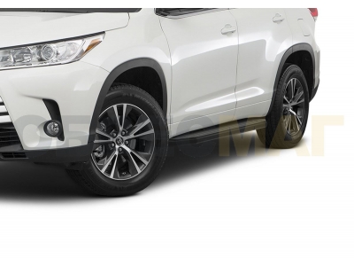 Пороги алюминиевые Rival Black для Toyota Highlander 2014-2020