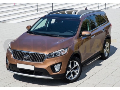 Пороги алюминиевые Rival Premium для Kia Sorento Prime 2015-2021