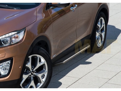Пороги алюминиевые Rival Premium для Kia Sorento Prime 2015-2021