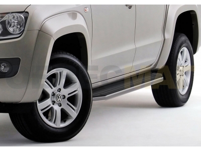 Пороги алюминиевые Rival Premium для Volkswagen Amarok 2010-2021