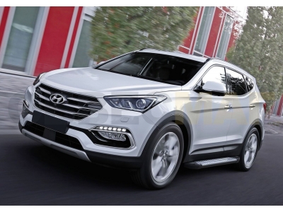 Пороги алюминиевые Rival BMW-Style для Hyundai Santa Fe/Santa Fe Premium 2012-2018