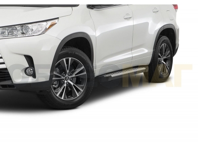 Пороги алюминиевые Rival BMW-Style для Toyota Highlander 2014-2020