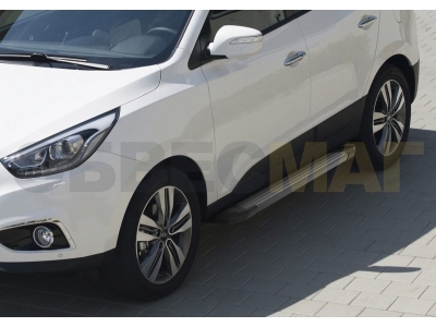 Пороги алюминиевые Rival Black New для Hyundai ix35/Kia Sportage 2010-2015