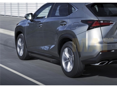 Пороги алюминиевые Rival Black New для Lexus NX-200/200t/300h 2014-2021