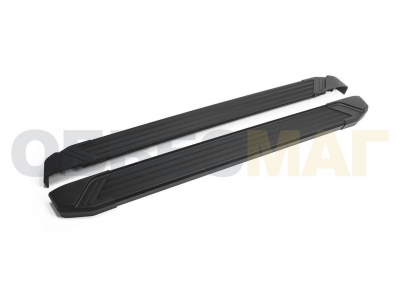 Пороги алюминиевые Rival Black New для Nissan Qashqai/Qashqai +2/X-Trail T31 2007-2015