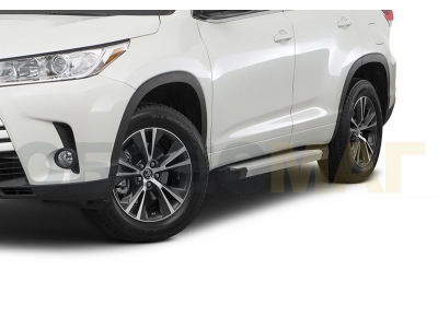 Пороги алюминиевые Rival Silver New для Toyota Highlander 2014-2020