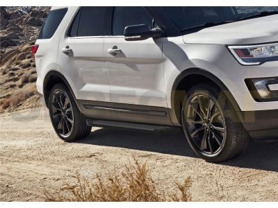 Пороги алюминиевые Rival Black New для Ford Explorer 2011-2017