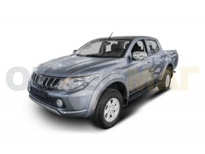 Пороги алюминиевые Rival Black New для Mitsubishi L200 2006-2021