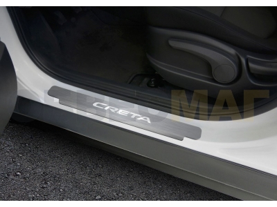 Накладки порогов Rival с надписью 4 штуки для Hyundai Creta 2016-2021