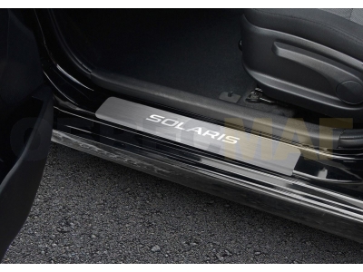 Накладки порогов Rival с надписью 4 штуки для Hyundai Solaris 2017-2021