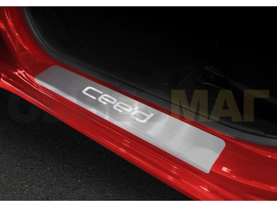 Накладки порогов Rival с надписью 4 штуки для Kia Ceed 2012-2018