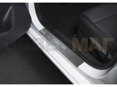 Накладки порогов Rival с надписью 4 штуки для Skoda Rapid 2012-2021