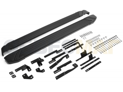 Пороги алюминиевые Rival Black для Nissan Qashqai/X-Trail/Renault Koleos 2015-2021
