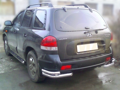 Защита задняя уголки двойные 60-43 мм для Hyundai Santa Fe Classic 2000-2012