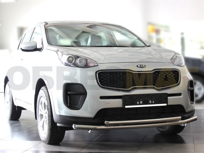 Защита передняя двойная 53-43 мм для Kia Sportage 2016-2018