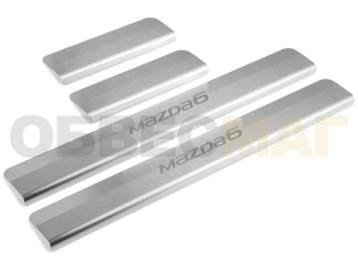 Накладки на пороги Rival с надписью, 4 шт для Mazda 6 2012-2019