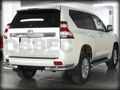 Защита задняя уголки двойные 76-43 мм длинные для Toyota Land Cruiser Prado 150 2013-2017