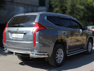 Защита задняя уголки двойные 76-43 мм для Mitsubishi Pajero Sport 2016-2020