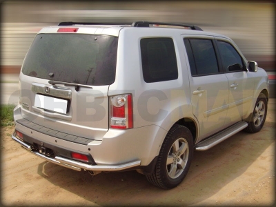 Пороги с площадкой алюминиевый лист 53 мм Технотек для Honda Pilot 2008-2011