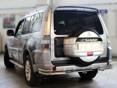 Защита задняя уголки двойные 60-43 мм для Mitsubishi Pajero 4 2006-2011