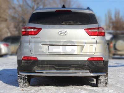 Защита заднего бампера двойная 53-43 мм для Hyundai Creta 2016-2021