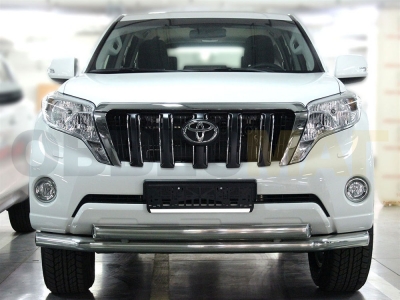 Защита передняя двойная 76-76х43 мм для Toyota Land Cruiser Prado 150 2013-2017