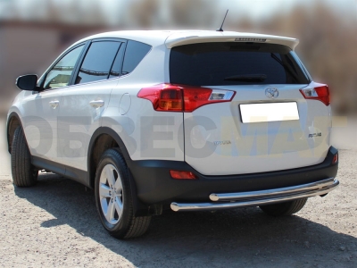Защита заднего бампера двойная 53-43 мм для Toyota RAV-4 2013-2015