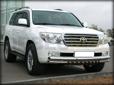 Защита передняя двойная 76-60 мм с защитой картера для Toyota Land Cruiser 200 2007-2011 LCN 3.1