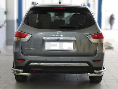 Защита задняя уголки двойные 60-43 мм для Nissan Pathfinder 2014-2021