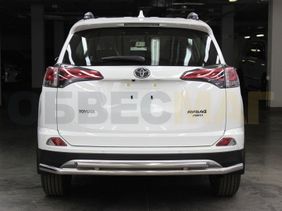 Защита заднего бампера двойная 53-43 мм для Toyota RAV-4 2015-2019