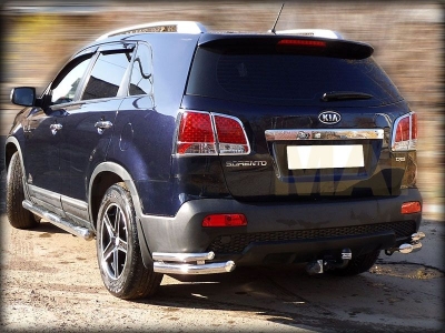 Защита задняя уголки двойные 60-43 мм для Kia Sorento 2009-2012