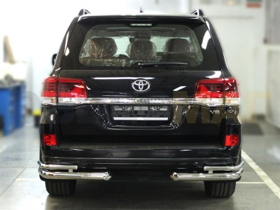 Защита задняя уголки двойные 76-43 мм для Toyota Land Cruiser 200 Executive 2016-2021