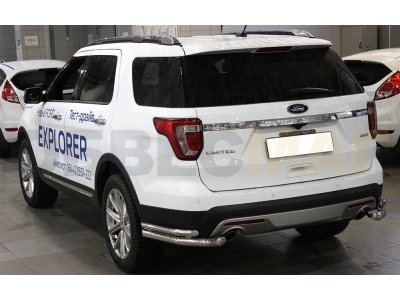 Защита задняя уголки двойные 60-43 мм для Ford Explorer 2015-2017