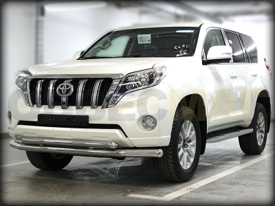 Защита передняя двойная 76-60 мм длинная для Toyota Land Cruiser Prado 150 2013-2017