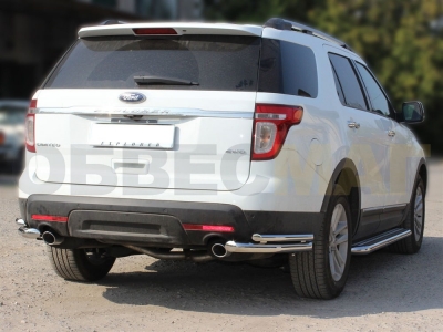 Защита задняя уголки двойные 60-43 мм для Ford Explorer Sport 2011-2015