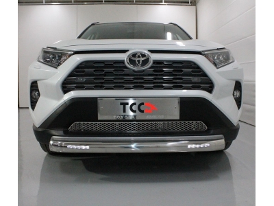 Защита передняя овальная с ДХО 75х42 мм для Toyota RAV4 2019-2021