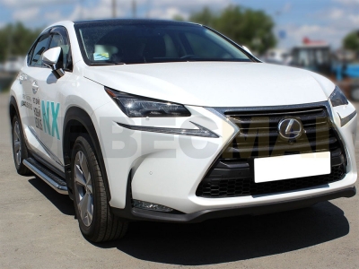Пороги с площадкой алюминиевый лист 60 мм Технотек для Lexus NX200/300h 2014-2017