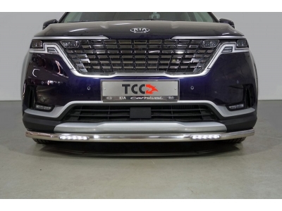 Защита переднего бампера с ДХО 60 мм ТСС для Kia Carnival 2020-2021