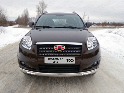 Защита передняя овальная с ДХО 75х42 мм ТСС для Geely Emgrand X7 2013-2016