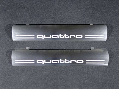 Накладки на пороги на пластик шлифованный лист надпись Quattro ТСС для Audi Q5 2008-2016