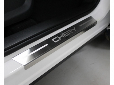 Накладки на пороги лист шлифованный надпись Chery 4 шт ТСС для Chery Tiggo 8 2020-2021