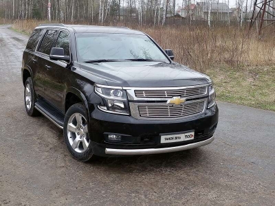 Защита передняя овальная 75х42 мм ТСС для Chevrolet Tahoe 2016-2021
